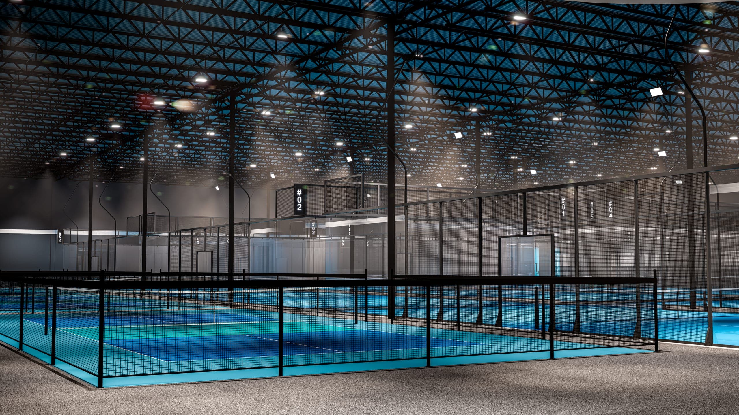 Pro-grade indoor padel court